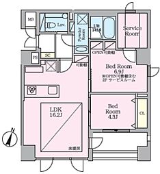 セレーネ御殿山 5階2SLDKの間取り