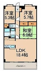サニーウェル仲村 7階3LDKの間取り