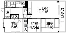 第2メゾン香里 3LDKの間取図画像