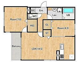 リュクスブルー蒲生 2LDKの間取図画像