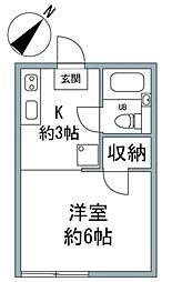 ベゼット菊名 1Kの間取図画像