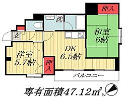 東京メトロ東西線 妙典駅 徒歩11分の賃貸マンション 3階2DKの間取り