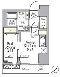 プライムガーデン大森 3階1DKの間取り