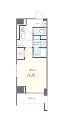 Monte H・K 6階1Kの間取り