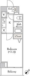 エマーレ行徳 1Kの間取図画像