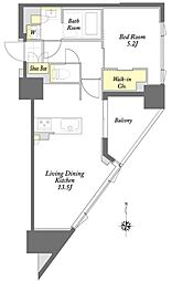 プライムメゾン蔵前 2階1LDKの間取り