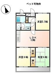 リバーサイドソシア 2階3LDKの間取り