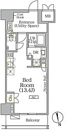 ザ・パークハビオ神楽坂レジデンスサウス 10階ワンルームの間取り