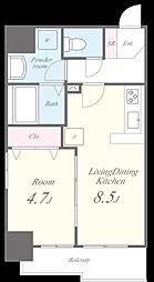 アールクレスト秋葉原 6階1LDKの間取り