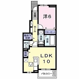 カルムI 1階1LDKの間取り