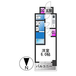 エスリード大阪イーストエッジ 1Kの間取図画像