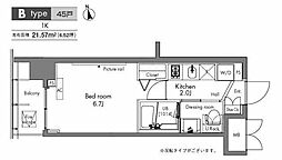 プラウドフラット隅田リバーサイド 1Kの間取図画像