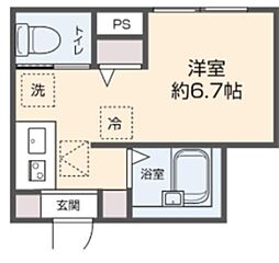 グローリア明大前 1階ワンルームの間取り