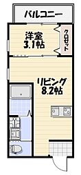 千葉市稲毛区小仲台7丁目アパート 1LDKの間取図画像