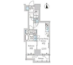 PARKAXIS浅草田原町ガーデン 1LDKの間取図画像