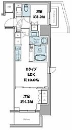 JR総武線 東中野駅 徒歩3分の賃貸マンション 7階2LDKの間取り