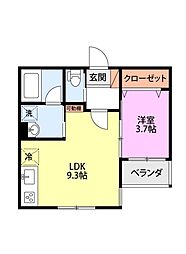 River bank 1LDKの間取図画像