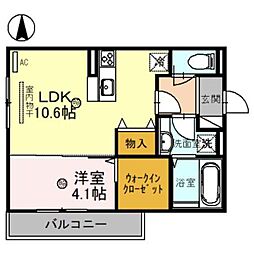 D-room N.大谷II 3階1LDKの間取り