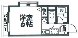 VILLA FOREST千鳥 2階ワンルームの間取り
