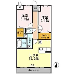 ウィステリア2 2LDKの間取図画像