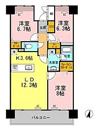 ロイヤルパークス若葉台 3LDKの間取図画像