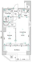 アンベリール墨田 9階1LDKの間取り