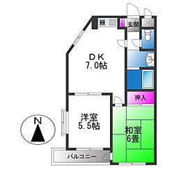 クレイドゥル中野 2DKの間取図画像
