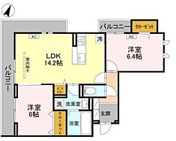 センカIII 3階2LDKの間取り