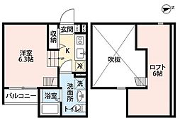 グランセレーノ石津 1Kの間取図画像
