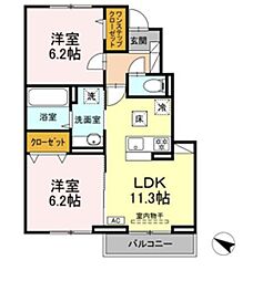 ヴェルジェB 2LDKの間取図画像