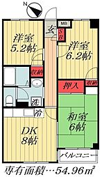 エクセル青山 3DKの間取図画像