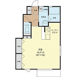 こぶし ワンルームの間取図画像