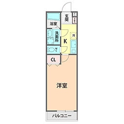 ノイヴェル西本町 1Kの間取図画像