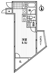 都営三田線 御成門駅 徒歩2分の賃貸マンション 9階ワンルームの間取り