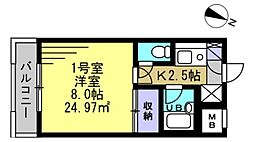 ミルフィーユ 1Kの間取図画像