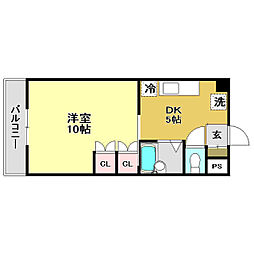 NKオーシャンヒル 1DKの間取図画像