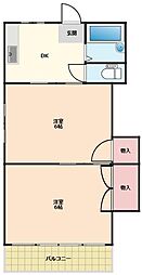 マンション川島 2DKの間取図画像