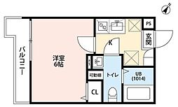 新子安レジデンス 1Kの間取図画像