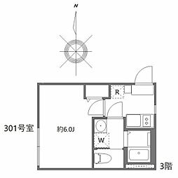 ハーモニーテラス上篠崎II 1Kの間取図画像
