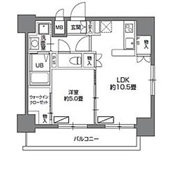 カスタリア三ノ輪 5階1LDKの間取り