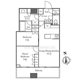 ＷＯＲＬＤ　ＴＯＷＥＲ　ＲＥＳＩＤＥＮＣＥ 23階2LDKの間取り