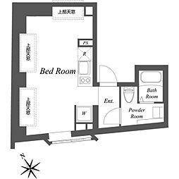 EXAM中目黒III 4階ワンルームの間取り
