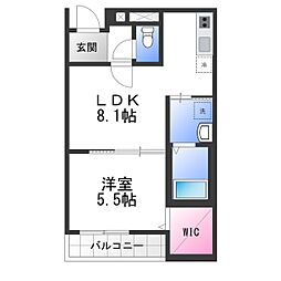 岸和田市下松町1丁目アパート 1LDKの間取図画像