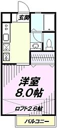 ネオコーポ千鶴 1Kの間取図画像
