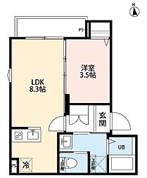 MIRAI STAGE 三郷 2階1LDKの間取り