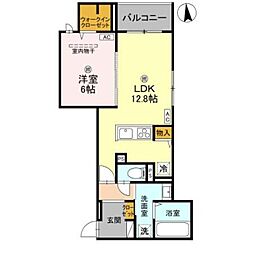 京阪本線 西三荘駅 徒歩6分の賃貸アパート 2階1LDKの間取り