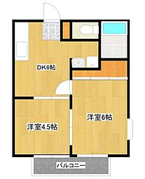 シュミーデ小川 2DKの間取図画像