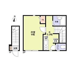 クレフラスト木場 202 2階1Kの間取り