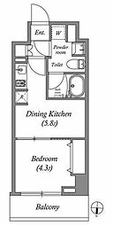 江東区亀戸2丁目マンション 1DKの間取図画像