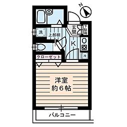 クレール・カサベルデ 4階1Kの間取り